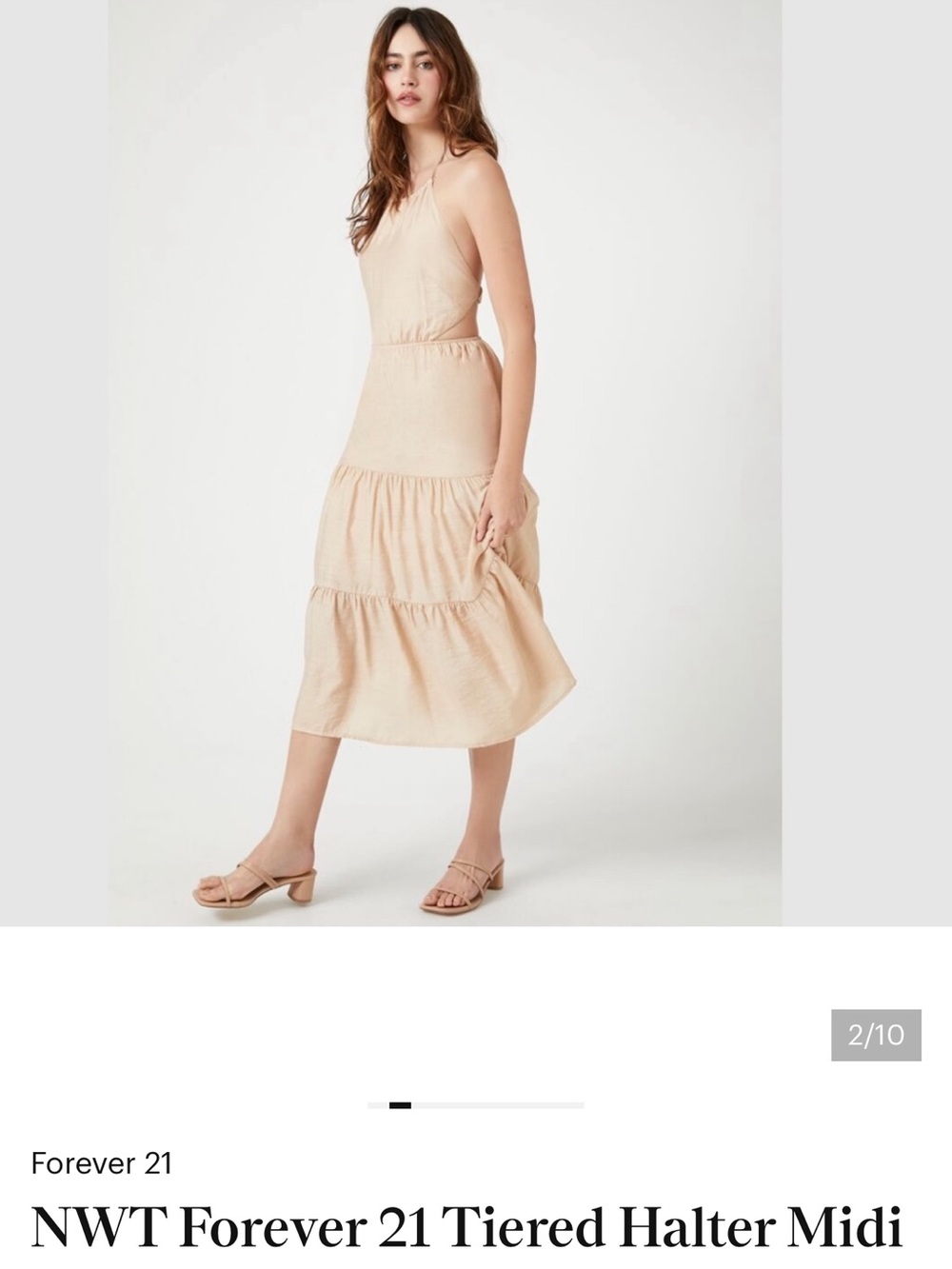 Forever 21 Neutral Beige Dress with Spaghetti Straps